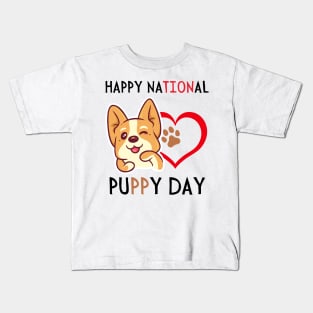 Happy National Puppy Day, Puppy Day 2023 Kids T-Shirt